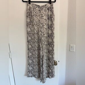 Stetson Black and White Snake Print Wide-Leg Pants